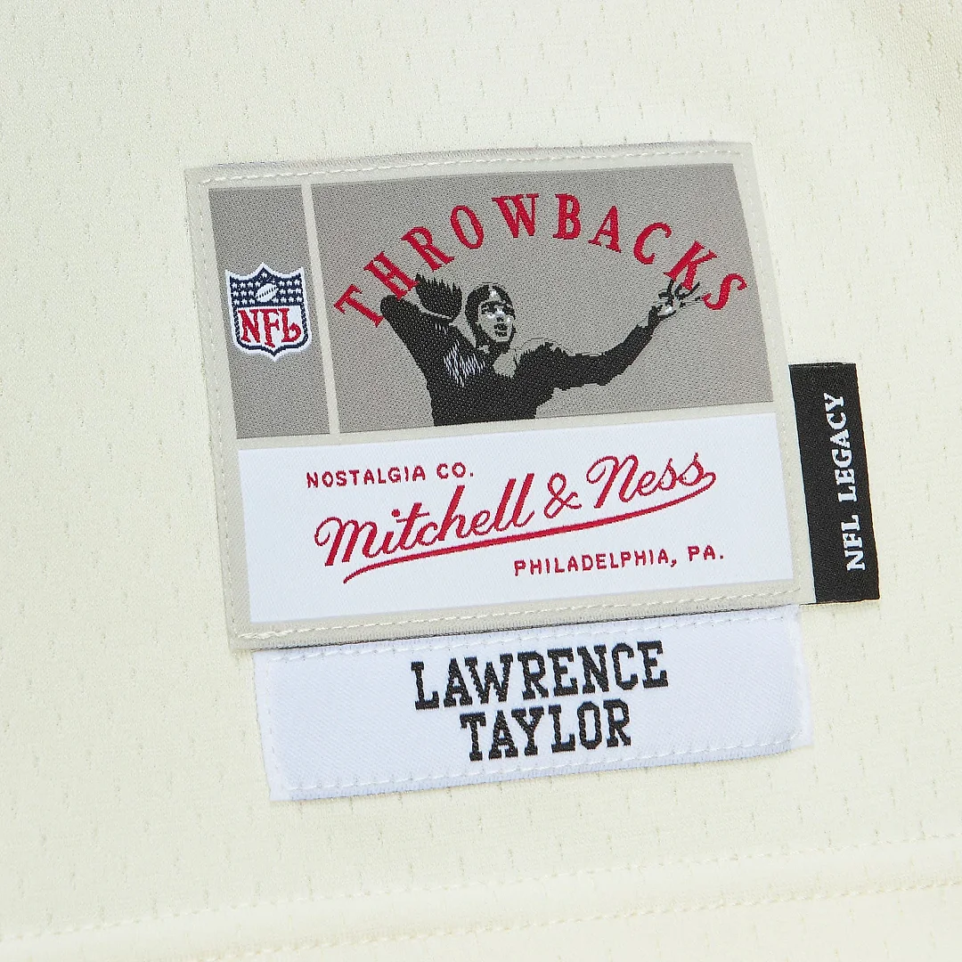Zennovawear Men's New York Giants Lawrence Taylor Mitchell & Ness Cream Chainstitch Legacy Jersey