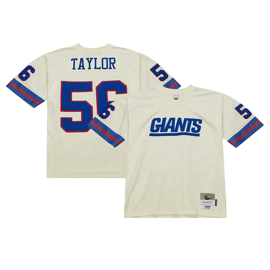 Zennovawear Men's New York Giants Lawrence Taylor Mitchell & Ness Cream Chainstitch Legacy Jersey