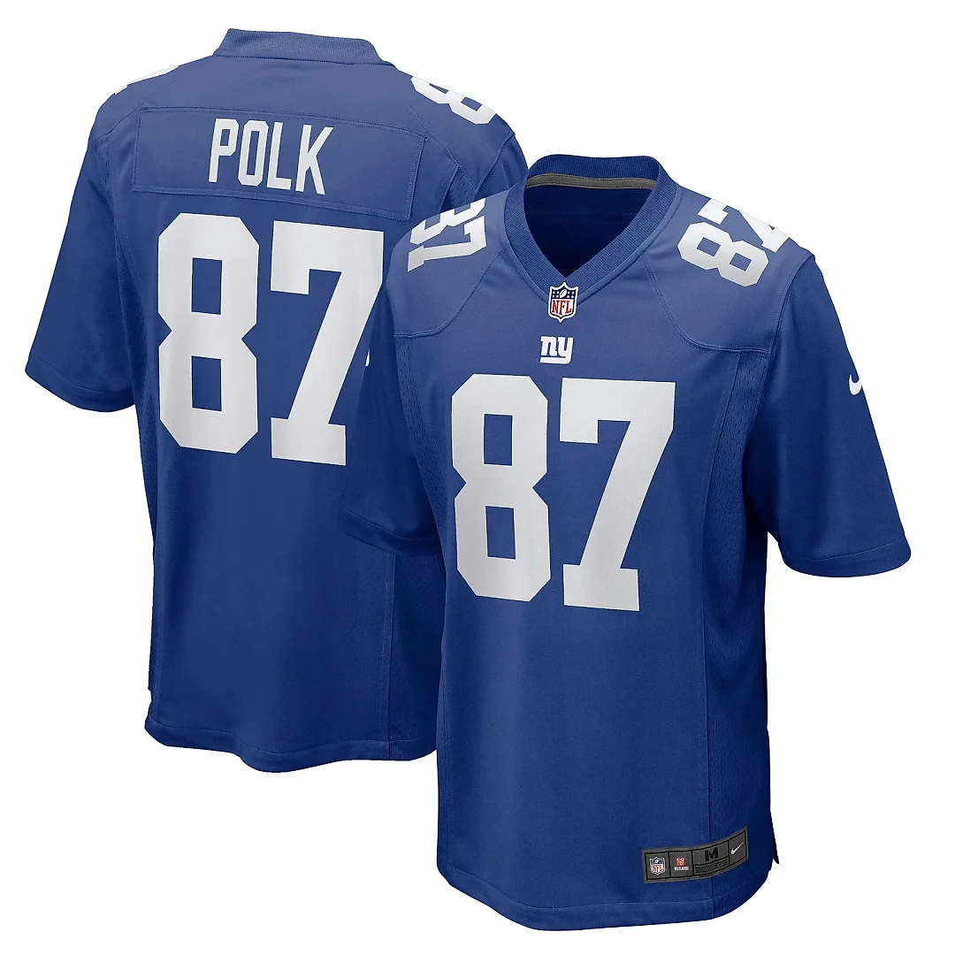 Zennovawear Men's New York Giants Makai Polk Royal Home Game Player Jersey