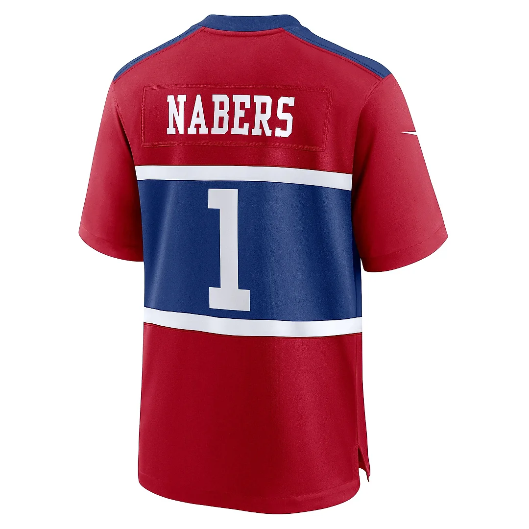 Zennovawear Men's New York Giants Malik Nabers Century Red Alternate Game Jersey
