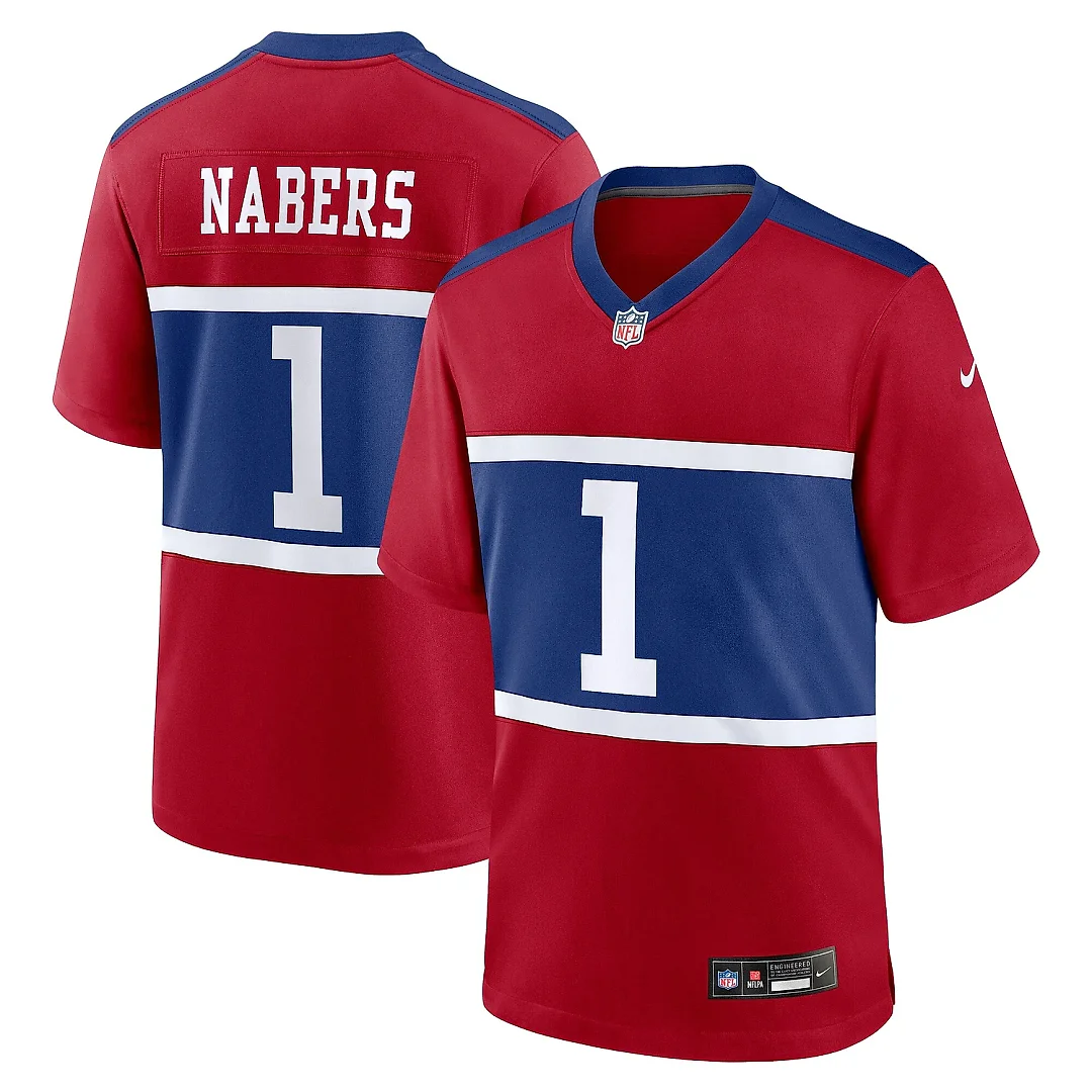 Zennovawear Men's New York Giants Malik Nabers Century Red Alternate Game Jersey