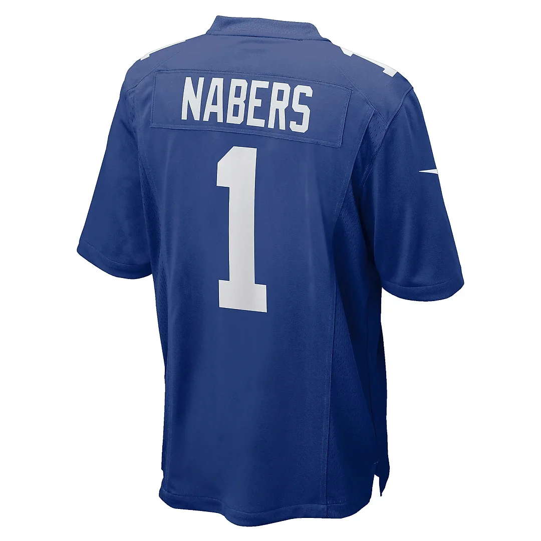 Zennovawear Men's New York Giants Malik Nabers Royal Player Game Jersey