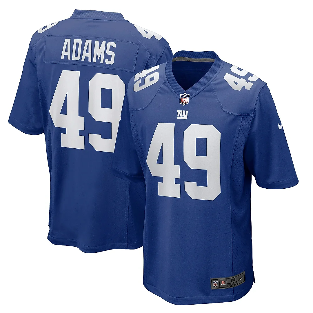 Zennovawear Men's New York Giants Matthew Adams Royal Team Game Jersey