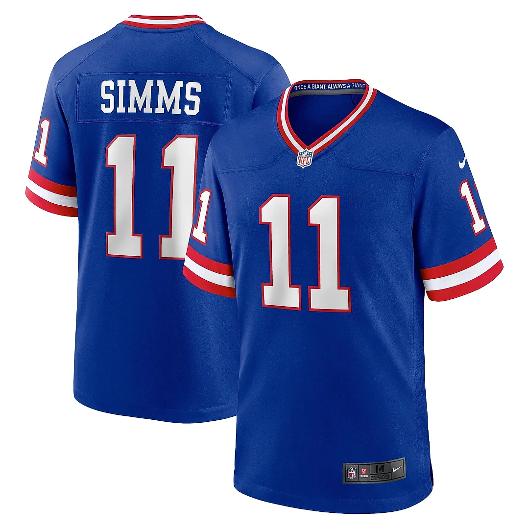Zennovawear Men's New York Giants Phil Simms Royal Classic Retired Player Game Jersey