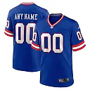 Zennovawear Men's New York Giants Royal Classic Custom Game Jersey