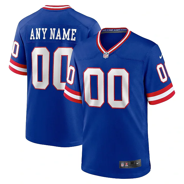 Zennovawear Men's New York Giants Royal Classic Custom Game Jersey
