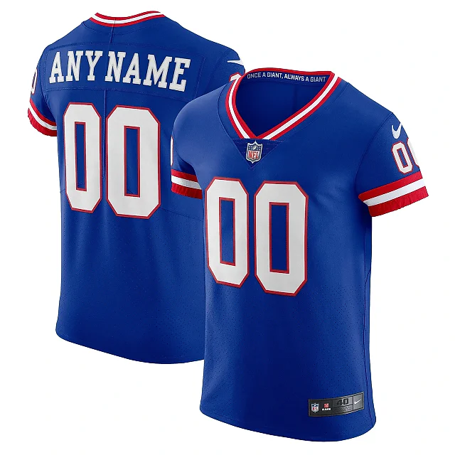Zennovawear Men's New York Giants Royal Classic Vapor Elite Custom Jersey