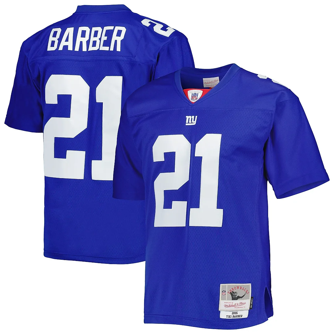 Zennovawear Men's New York Giants Tiki Barber Mitchell & Ness Royal Legacy Jersey