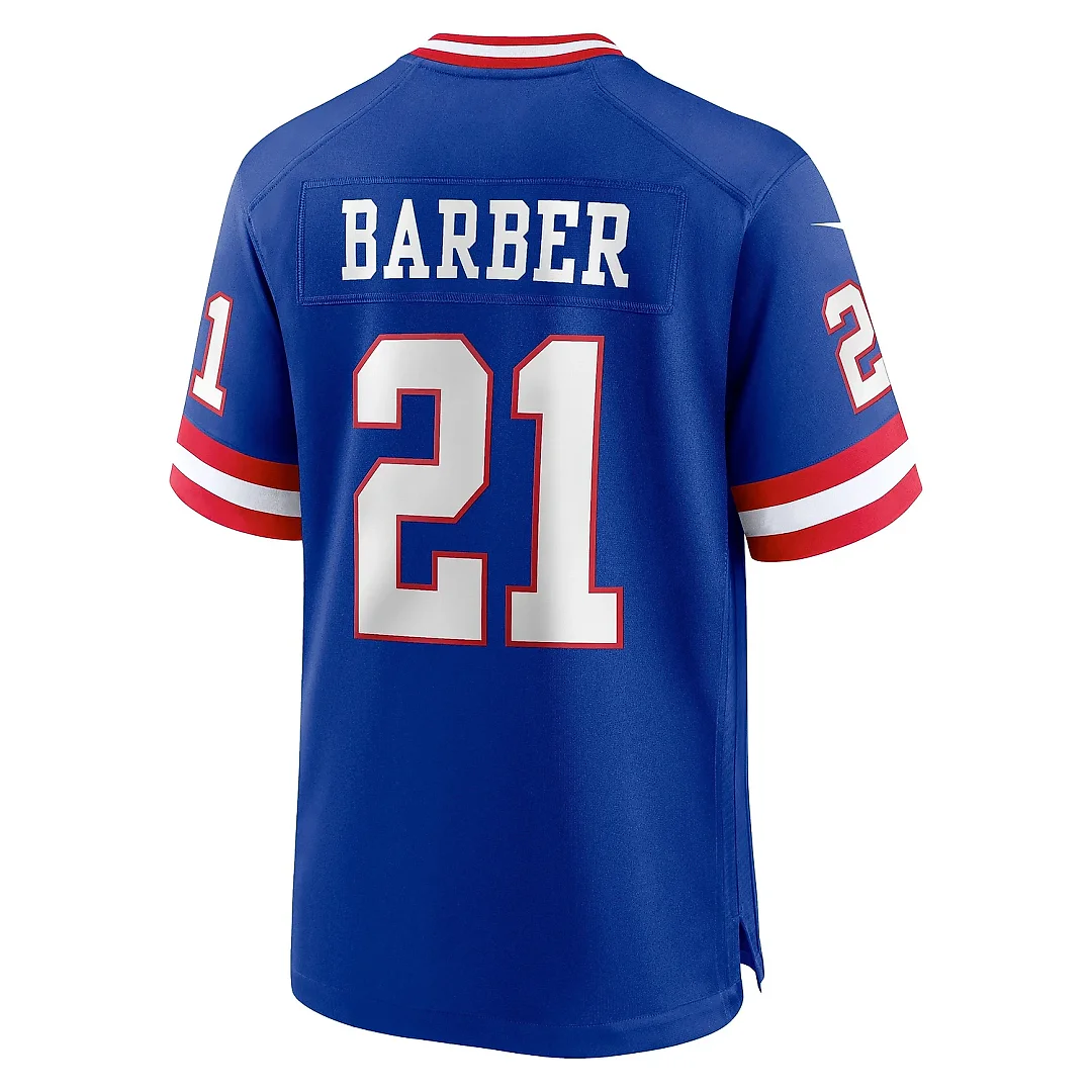 Zennovawear Men's New York Giants Tiki Barber Royal Classic Retired Player Game Jersey