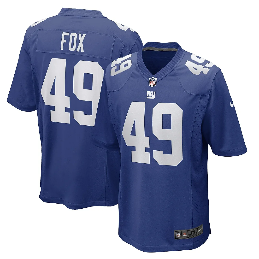 Zennovawear Men's New York Giants Tomon Fox Royal Game Player Jersey