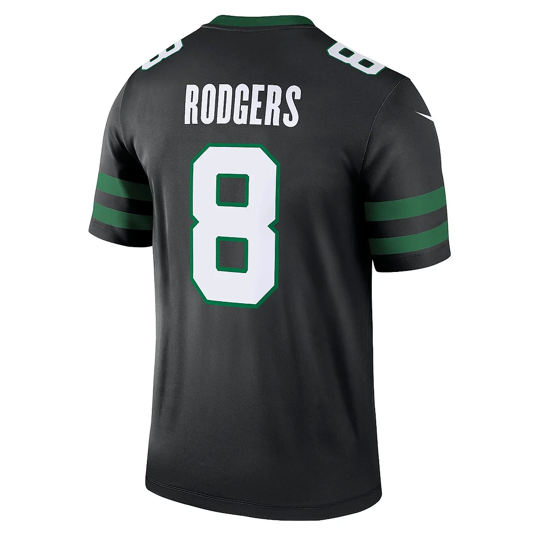 Zennovawear Men's New York Jets Aaron Rodgers Black Alternate Legend Player Performance Top