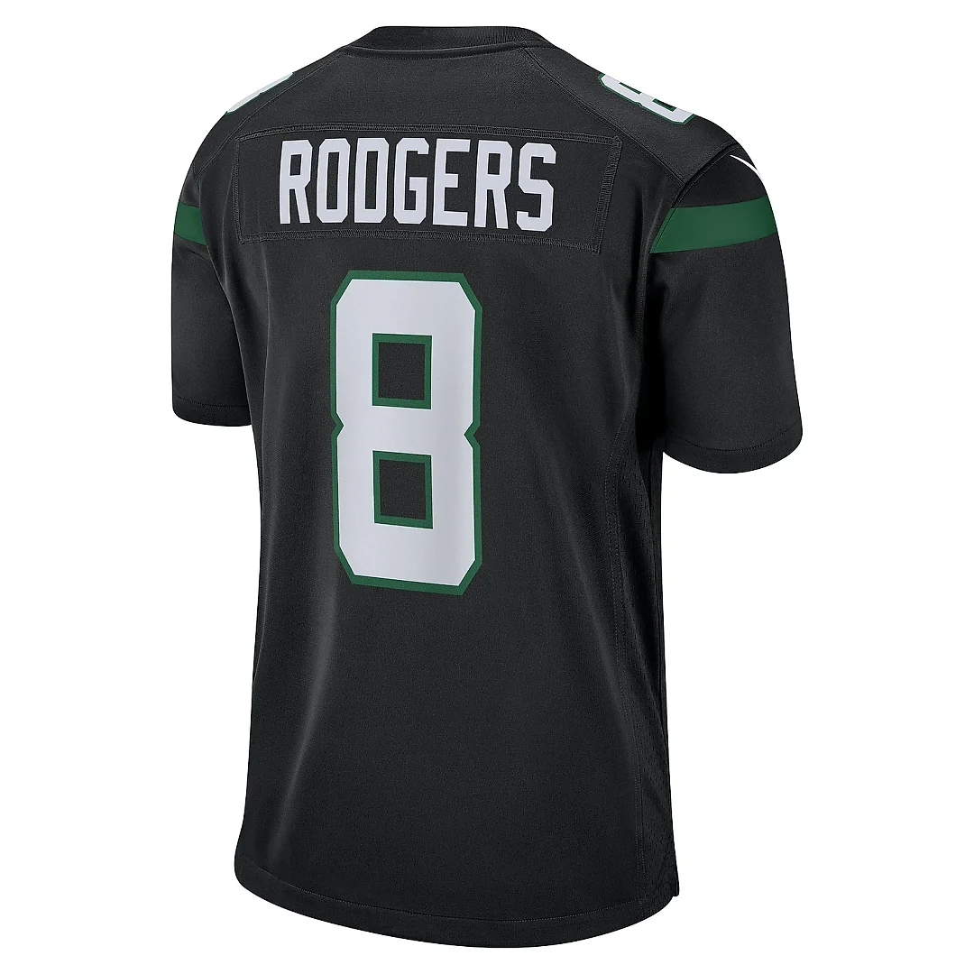 Zennovawear Men's New York Jets Aaron Rodgers Black Game Jersey