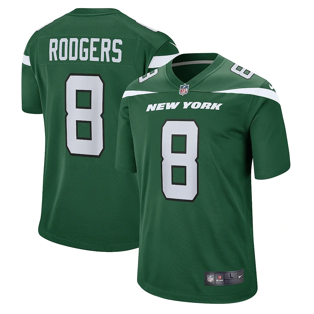 Zennovawear Men's New York Jets Aaron Rodgers Gotham Green Game Jersey