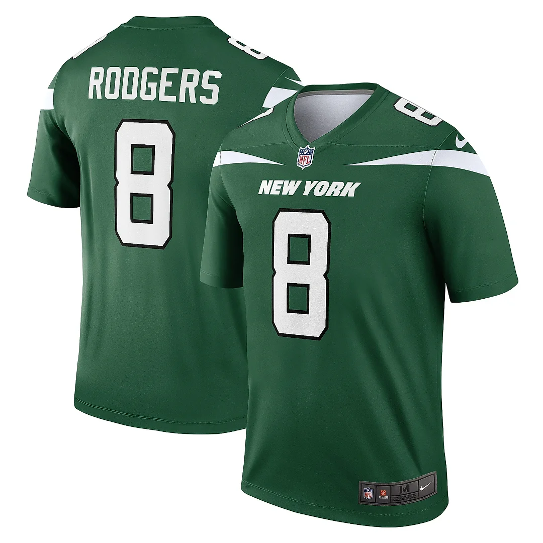 Zennovawear Men's New York Jets Aaron Rodgers Gotham Green Team Legend Player Performance Top