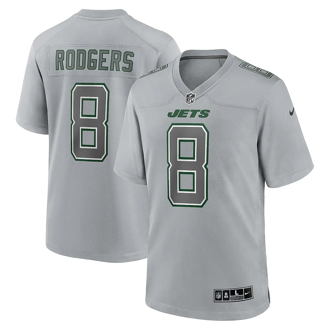 Zennovawear Men's New York Jets Aaron Rodgers Heather Gray Atmosphere Fashion Game Jersey