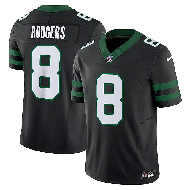Zennovawear Men's New York Jets Aaron Rodgers Legacy Black Alternate Vapor F.U.S.E. Limited Jersey