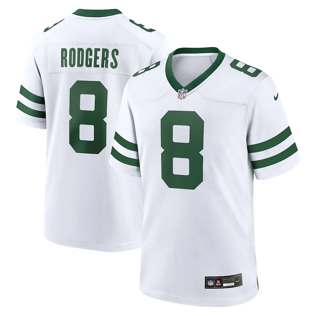 Zennovawear Men's New York Jets Aaron Rodgers Legacy White Game Jersey
