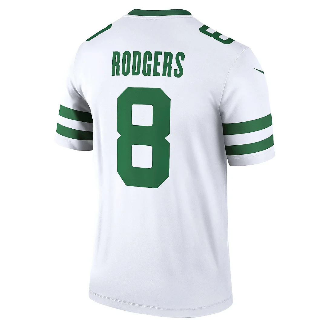 Zennovawear Men's New York Jets Aaron Rodgers Legacy White Legend Player Performance Top