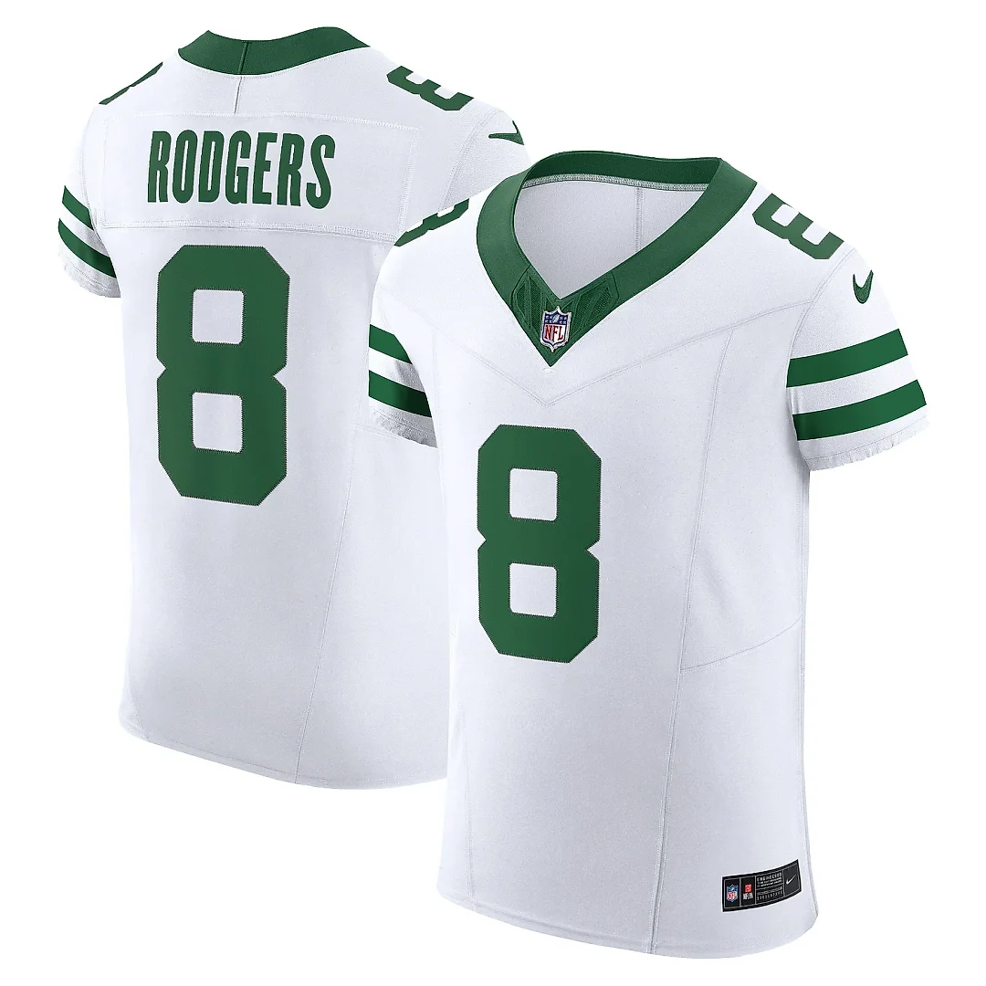Zennovawear Men's New York Jets Aaron Rodgers Legacy White Vapor F.U.S.E. Elite Jersey