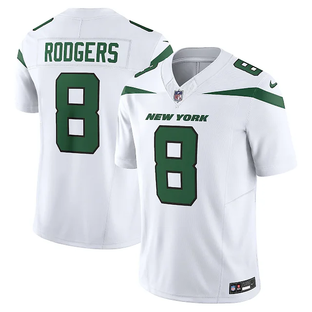 Zennovawear Men's New York Jets Aaron Rodgers Spotlight White Vapor F.U.S.E. Limited Jersey