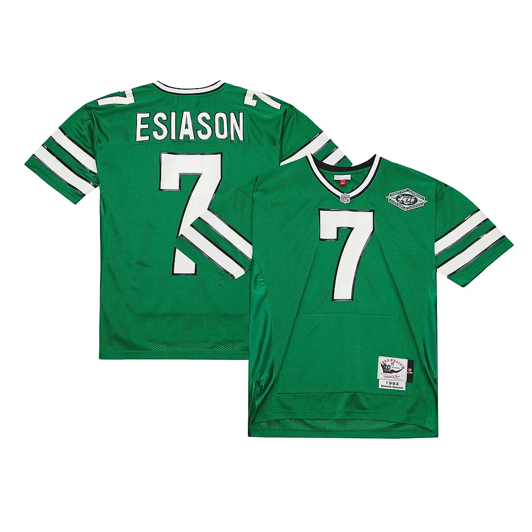 Zennovawear Men's New York Jets Boomer Esiason Mitchell & Ness Kelly Green 1993 Throwback Retired Player Pocket Jersey
