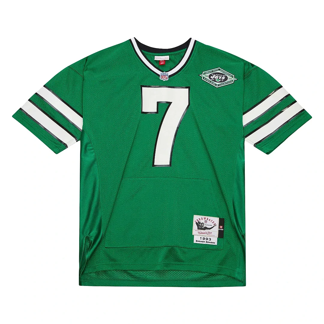 Zennovawear Men's New York Jets Boomer Esiason Mitchell & Ness Kelly Green 1993 Throwback Retired Player Pocket Jersey