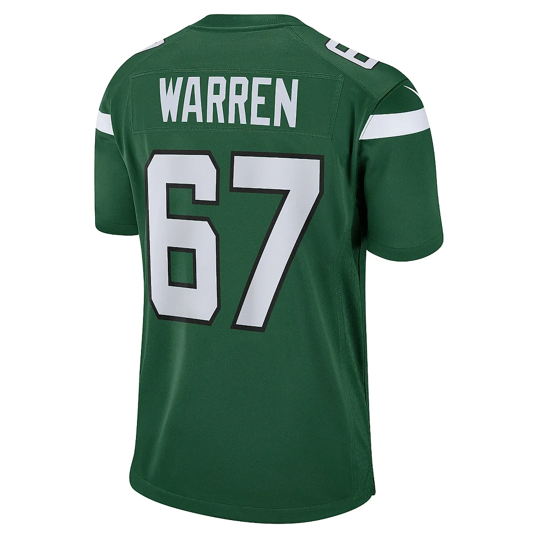 Zennovawear Men's New York Jets Carter Warren Gotham Green Game Jersey