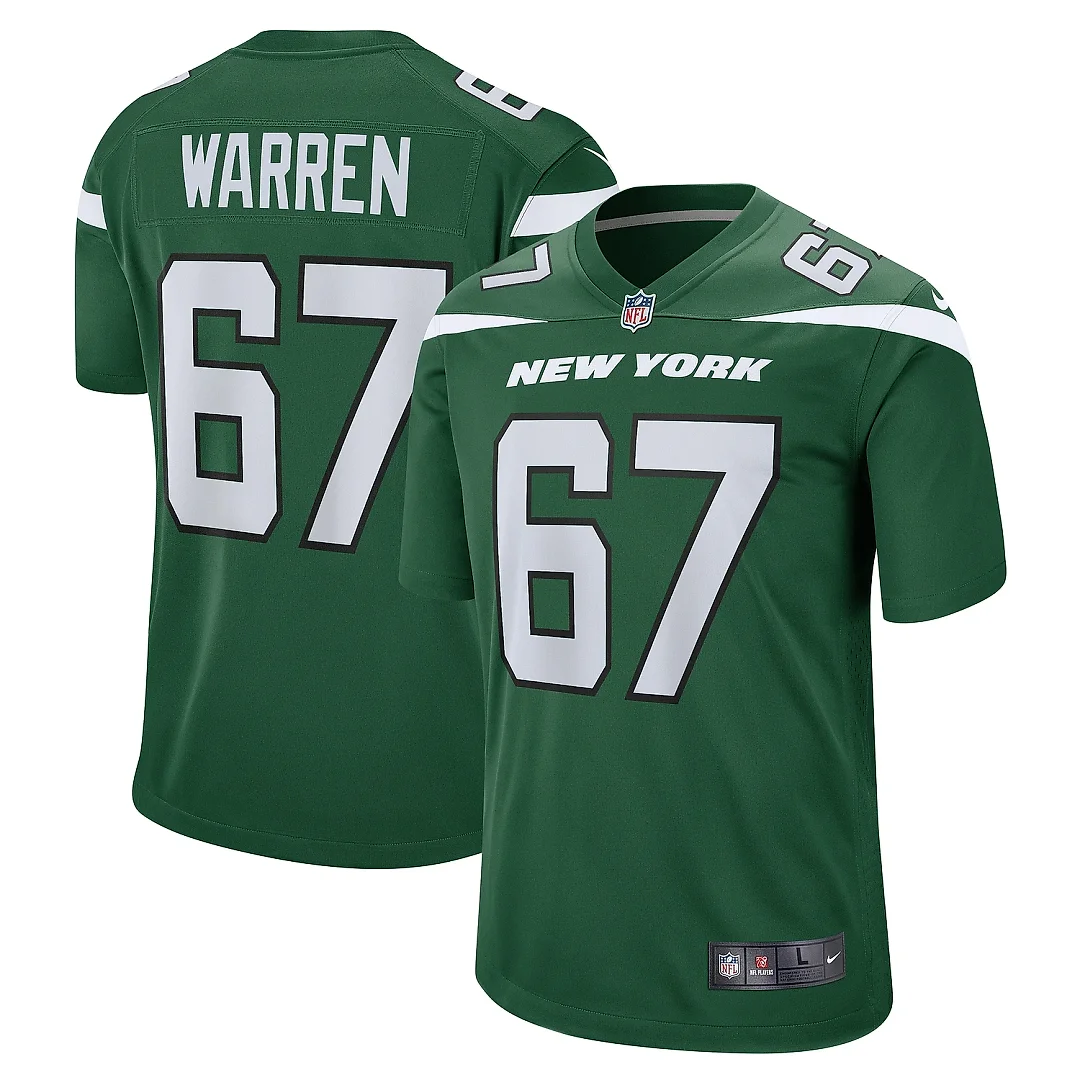 Zennovawear Men's New York Jets Carter Warren Gotham Green Game Jersey
