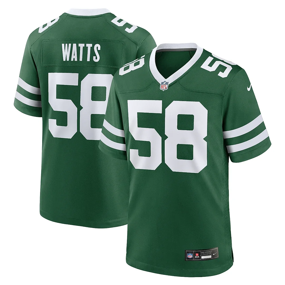 Zennovawear Men's New York Jets Eric Watts Legacy Green Team Game Jersey