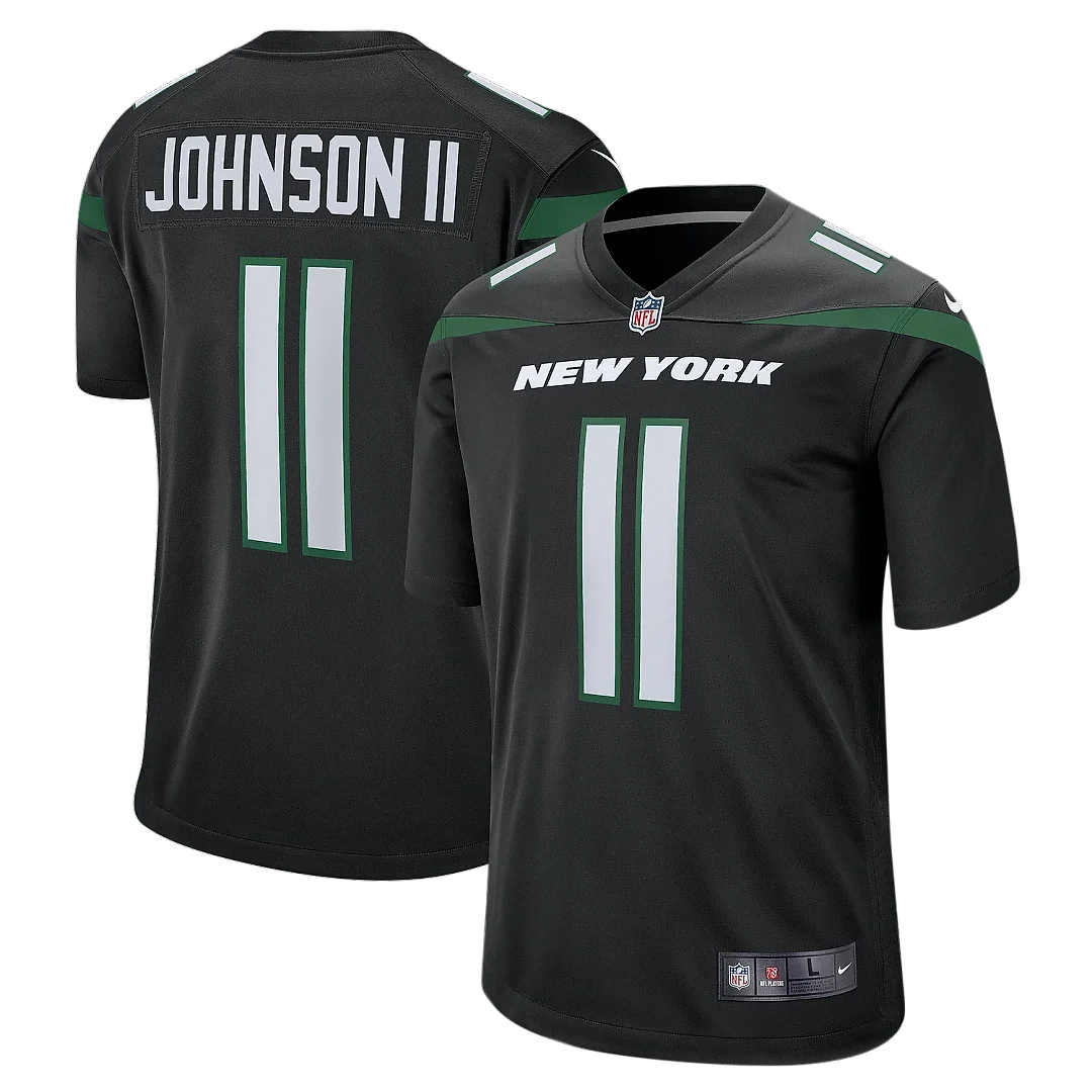 Zennovawear Men's New York Jets Jermaine Johnson II Stealth Black Alternate Game Jersey
