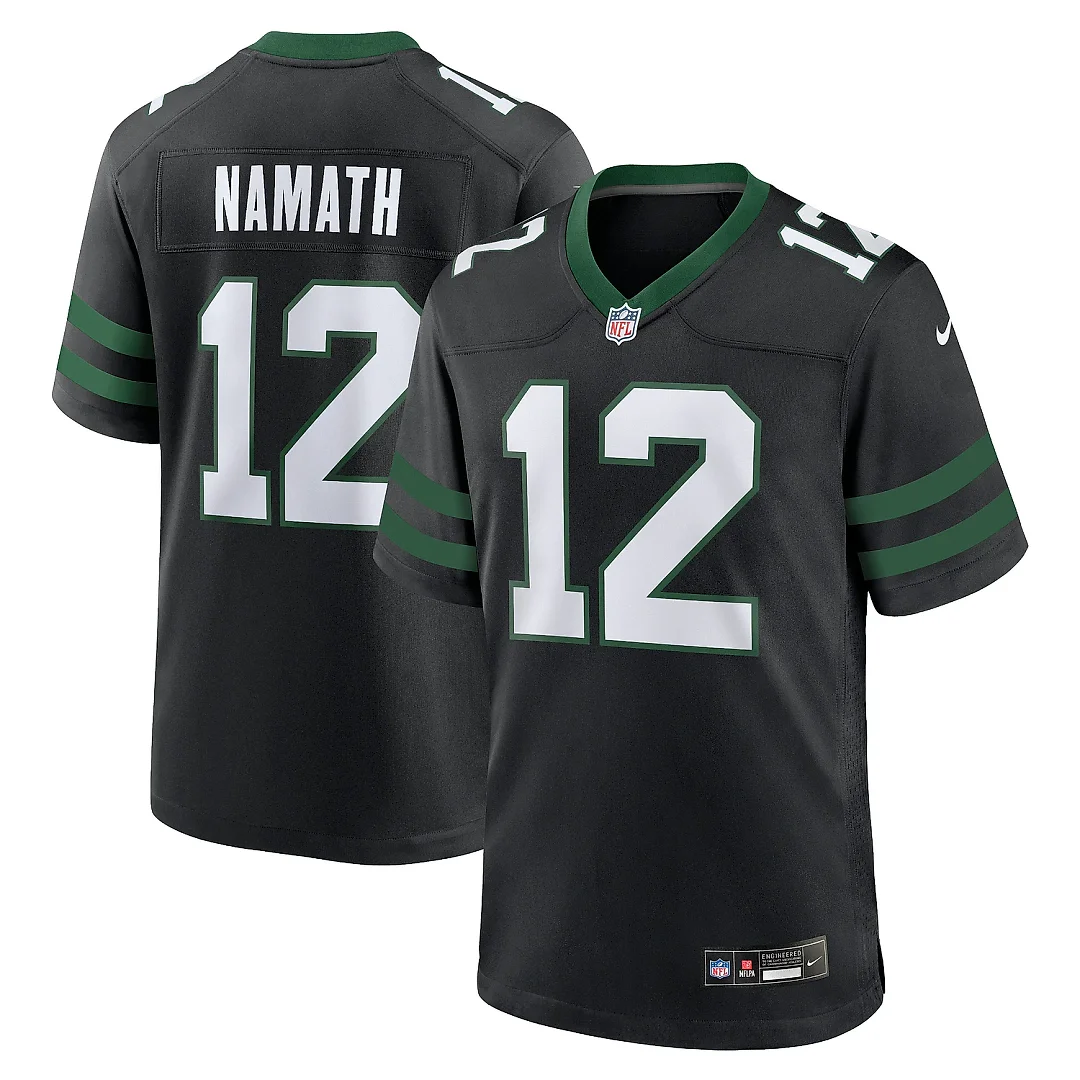 Zennovawear Men's New York Jets Joe Namath Legacy Black Alternate Retired Player Game Jersey