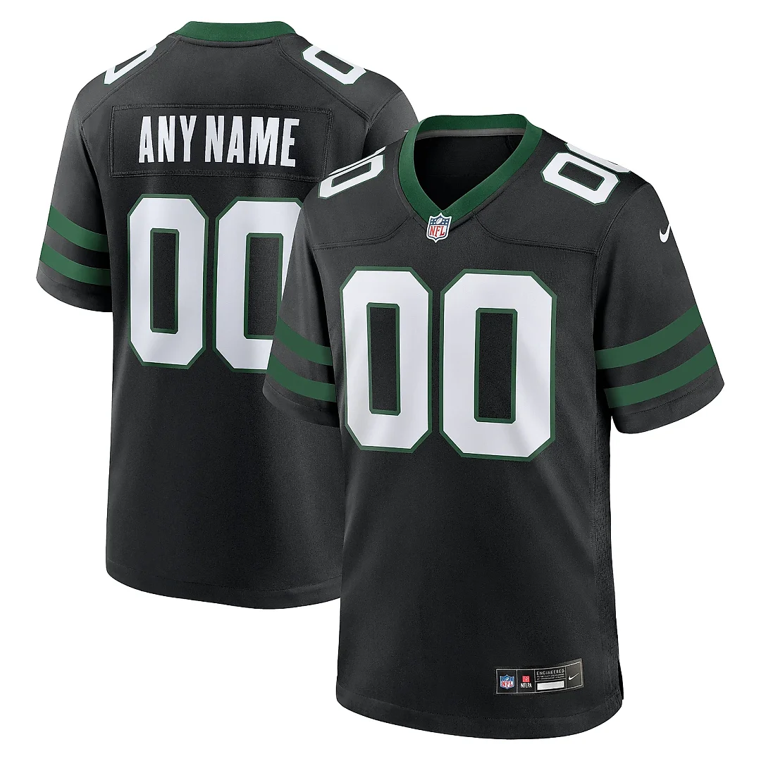 Zennovawear Men's New York Jets Legacy Black Alternate Custom Game Jersey
