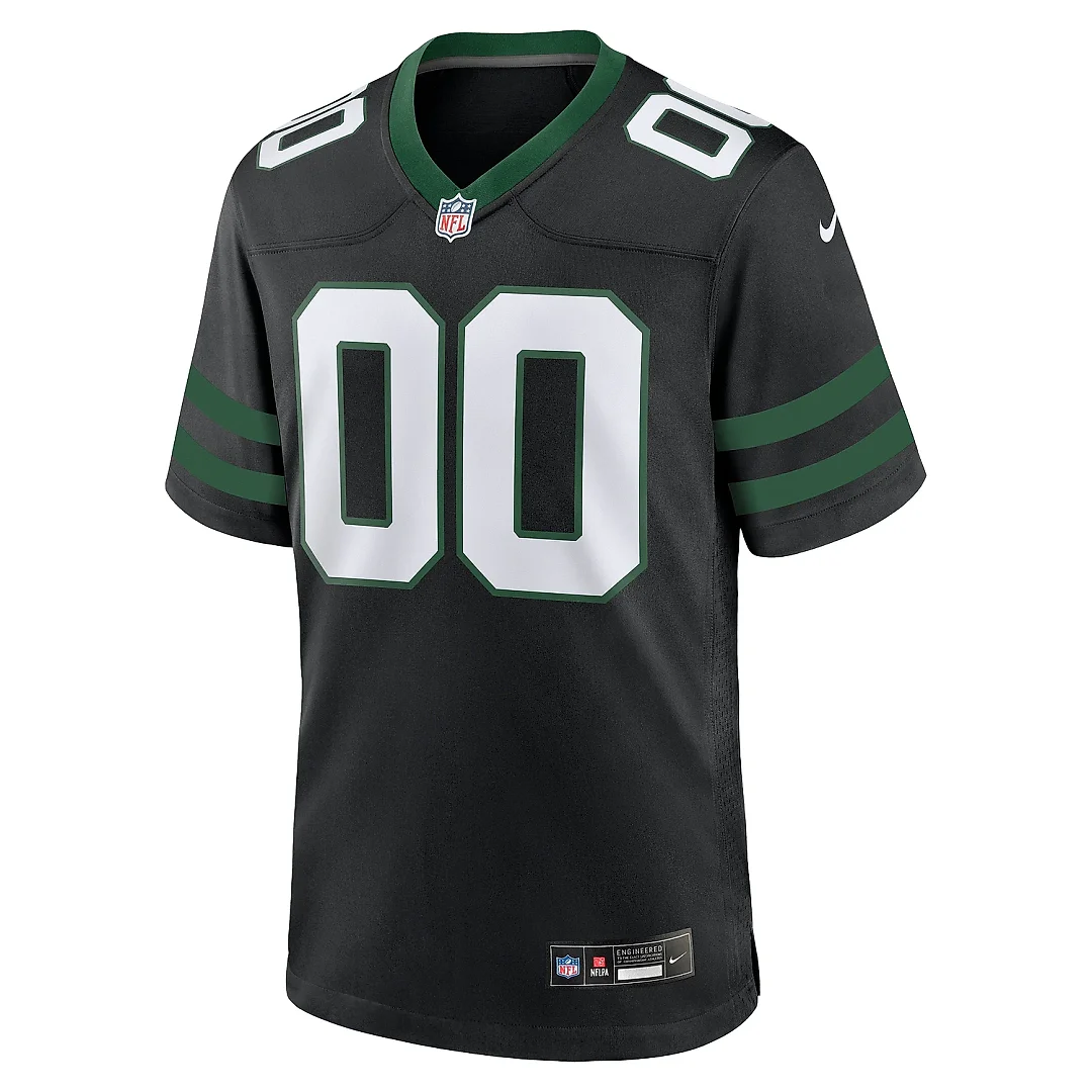 Zennovawear Men's New York Jets Legacy Black Alternate Custom Game Jersey