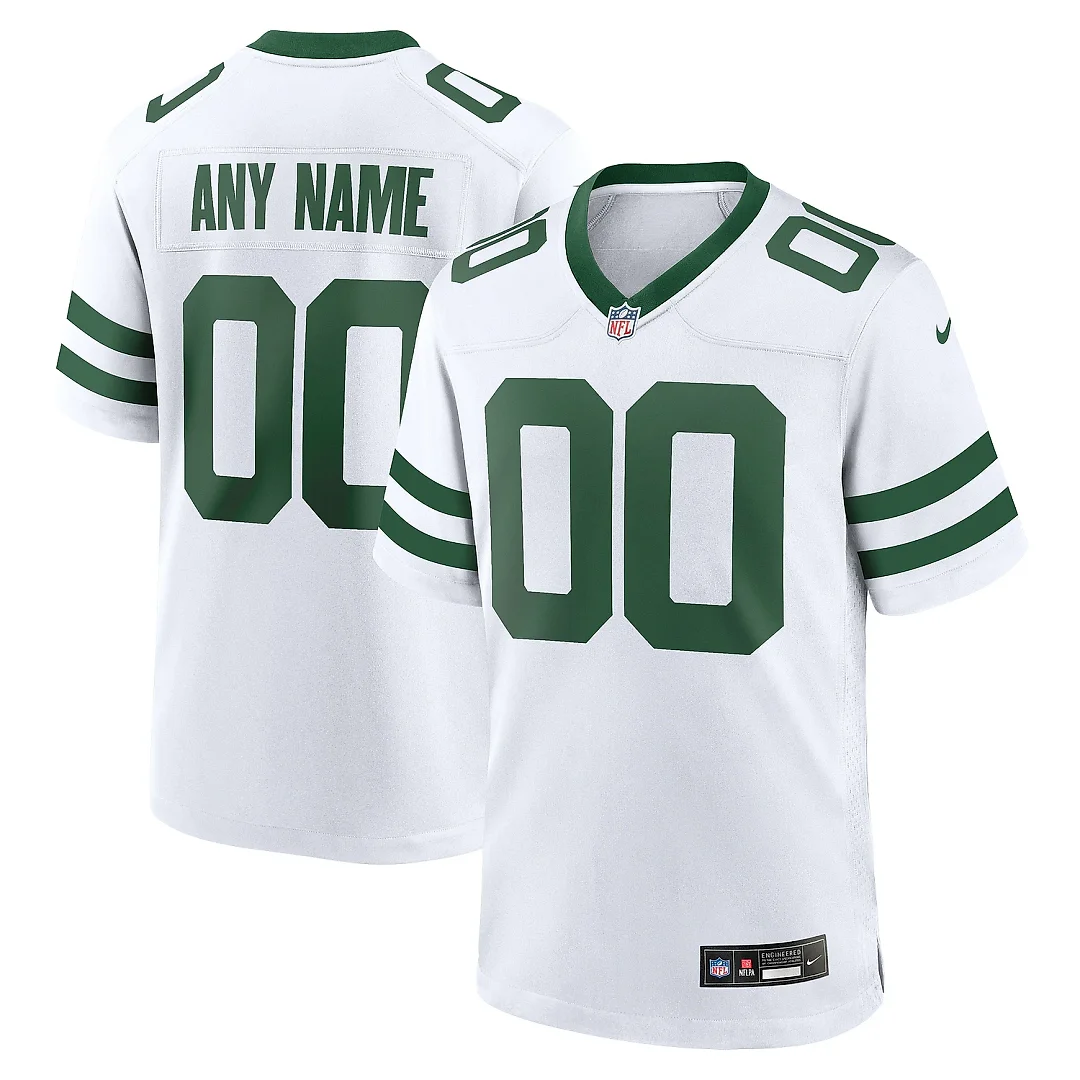 Zennovawear Men's New York Jets Legacy White Custom Game Jersey