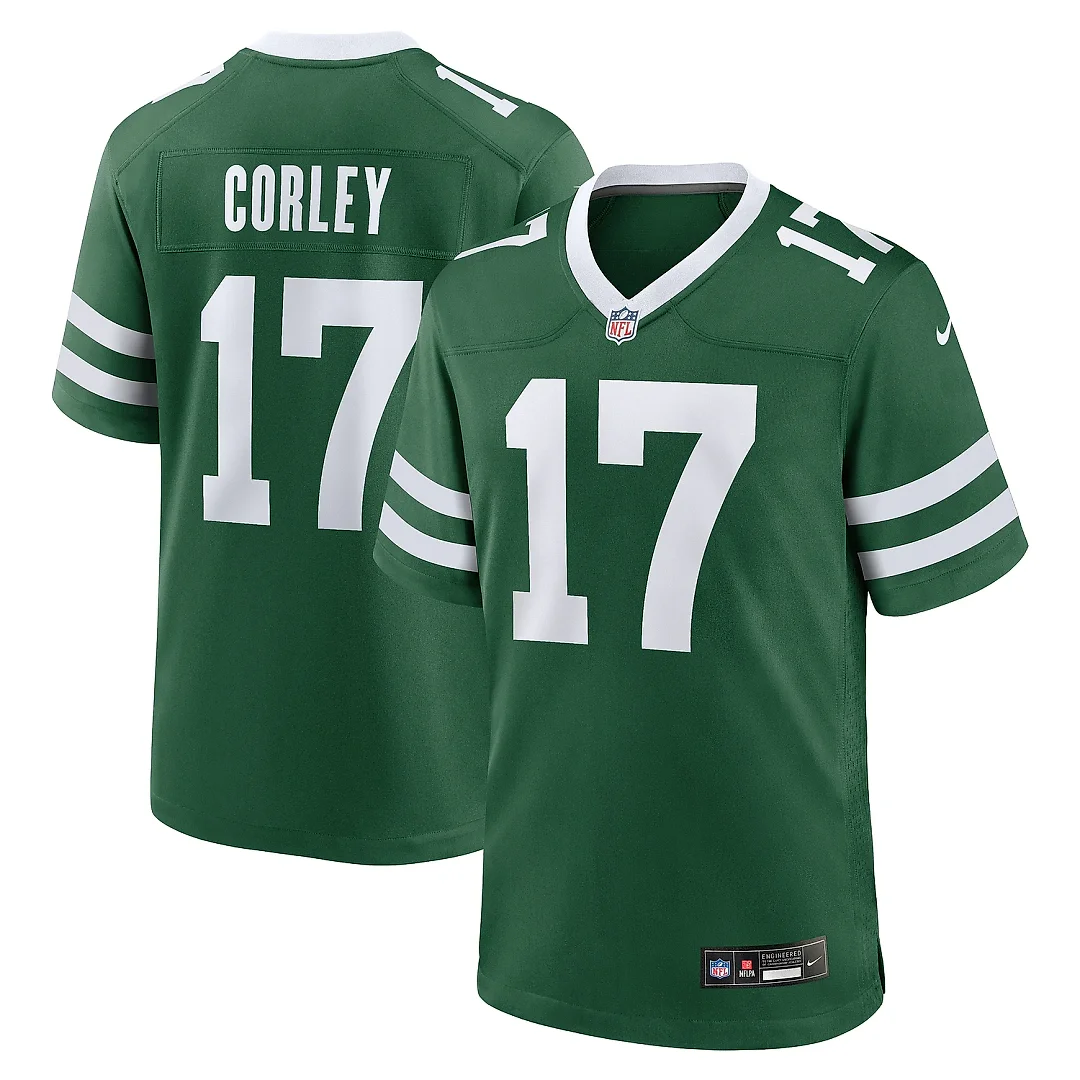 Zennovawear Men's New York Jets Malachi Corley Legacy Green Team Game Jersey