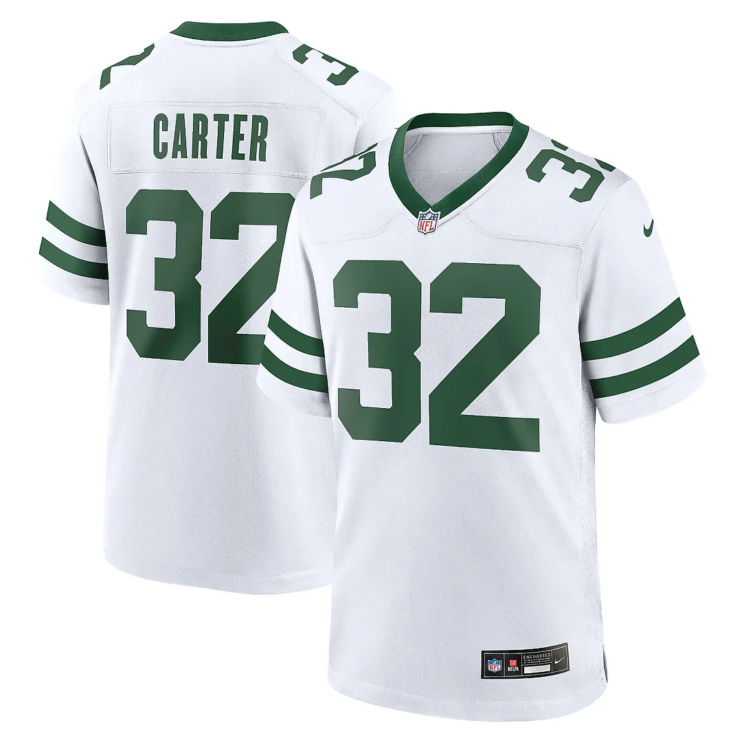 Zennovawear Men's New York Jets Michael Carter Legacy White Game Jersey