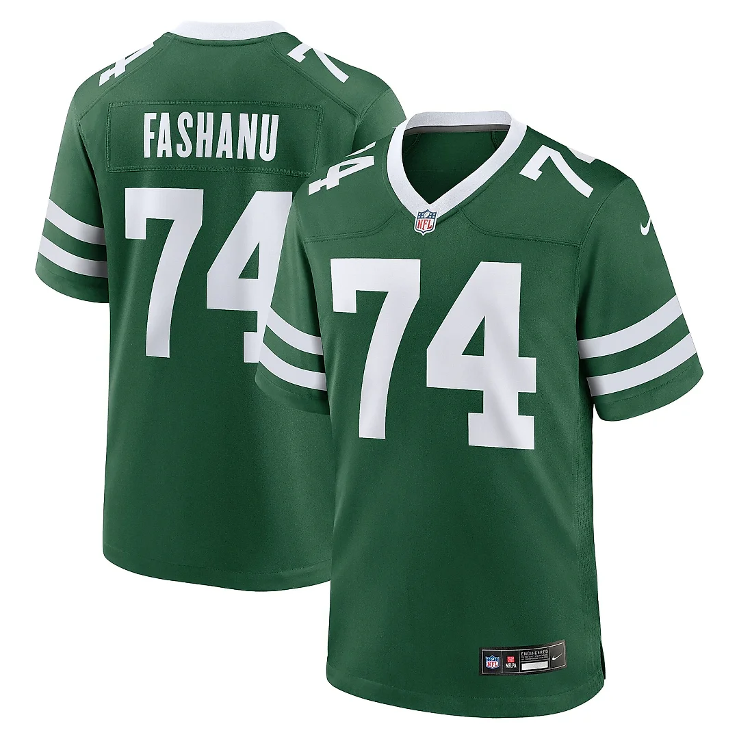 Zennovawear Men's New York Jets Olu Fashanu Gotham Green Player Game Jersey