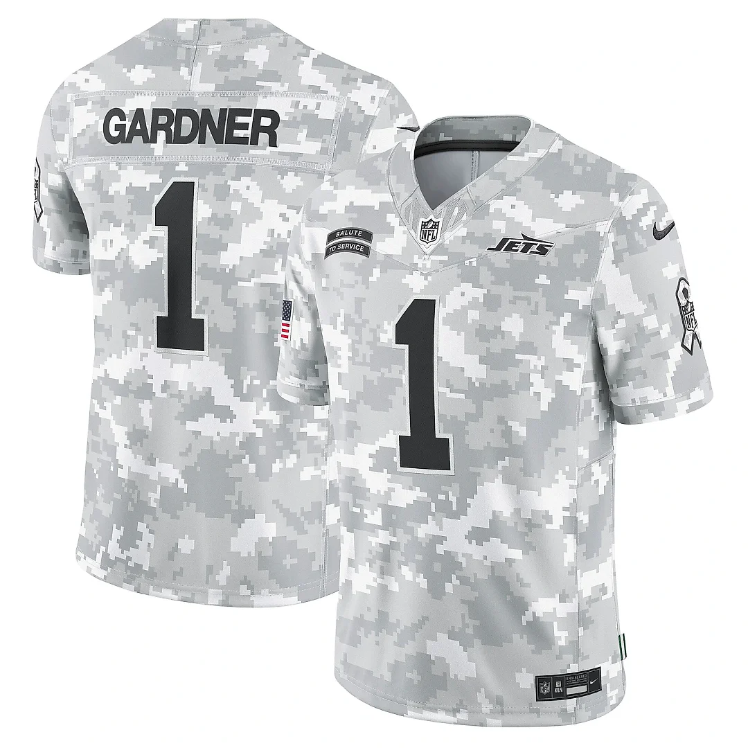 Zennovawear Men's New York Jets Sauce Gardner Arctic Camo 2024 Salute to Service Limited Jersey