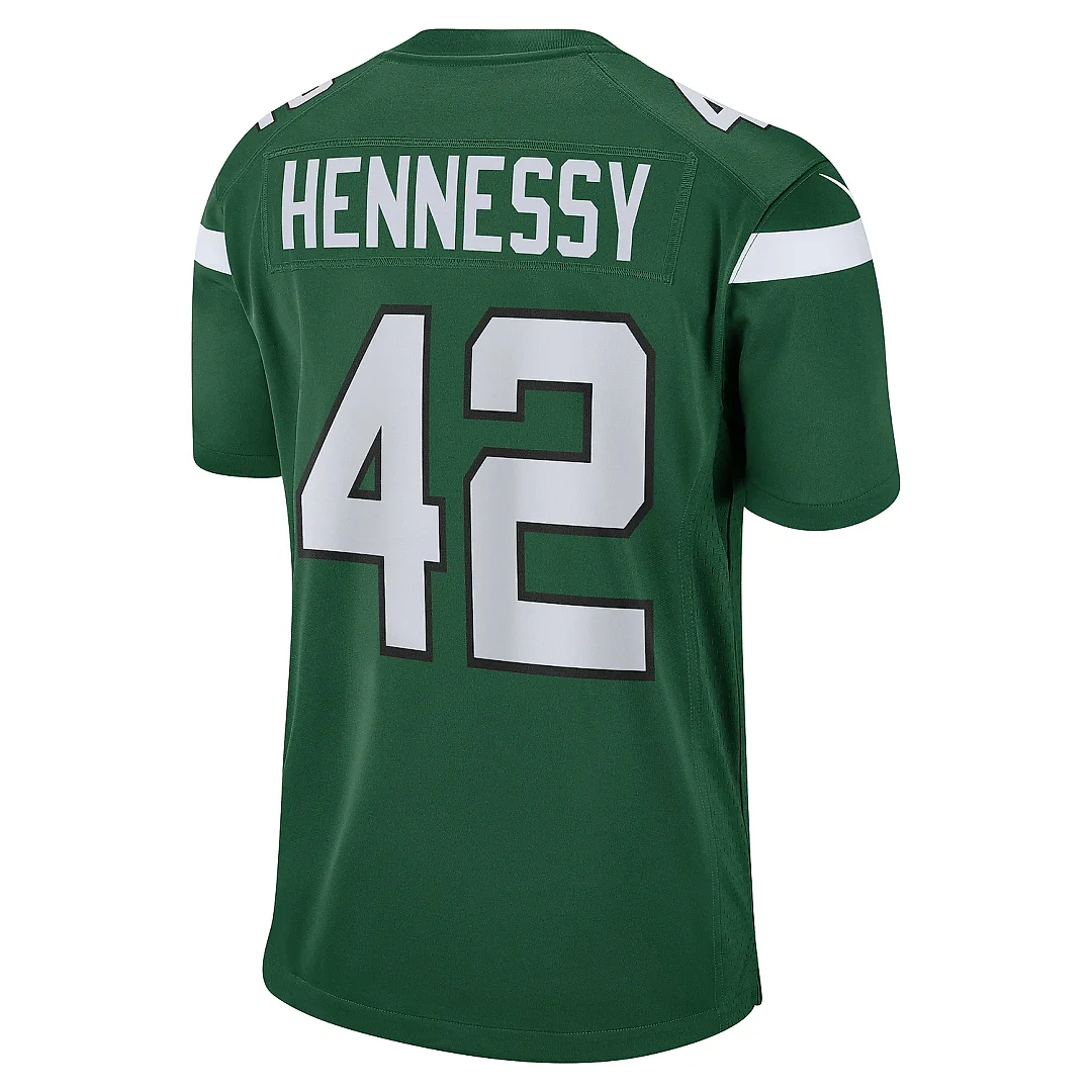 Zennovawear Men's New York Jets Thomas Hennessy Gotham Green Game Jersey