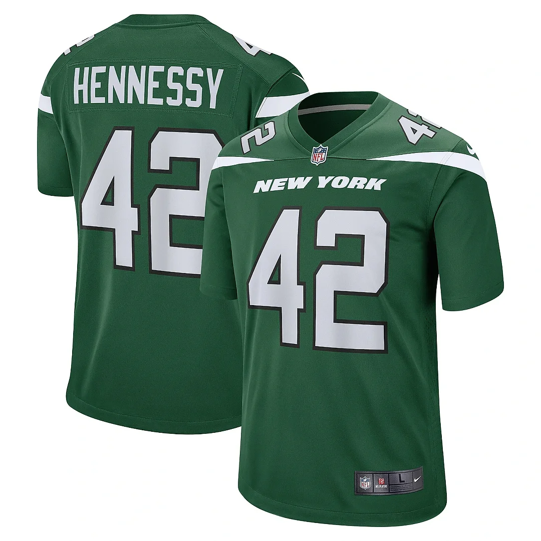 Zennovawear Men's New York Jets Thomas Hennessy Gotham Green Game Jersey