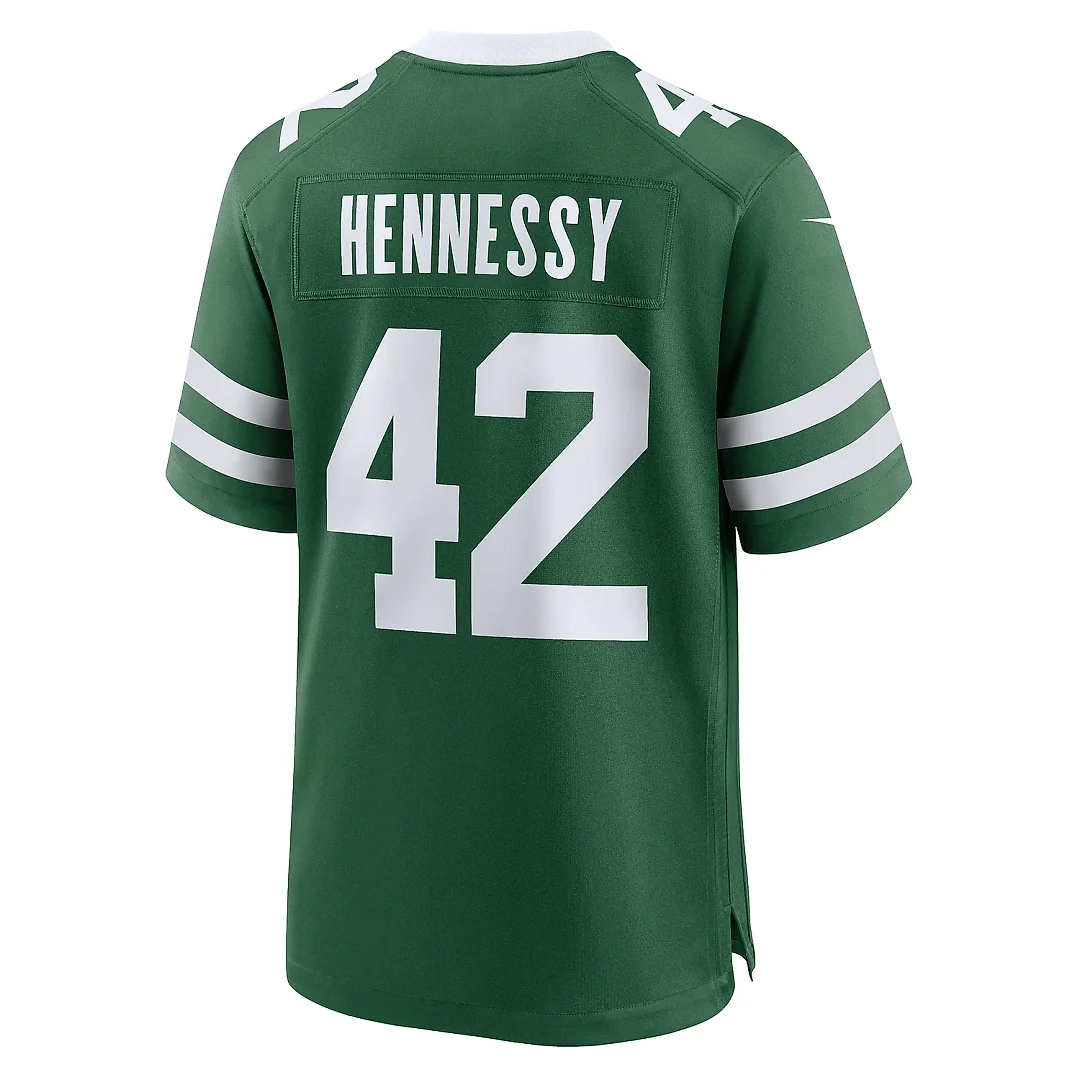 Zennovawear Men's New York Jets Thomas Hennessy Legacy Green Team Game Jersey