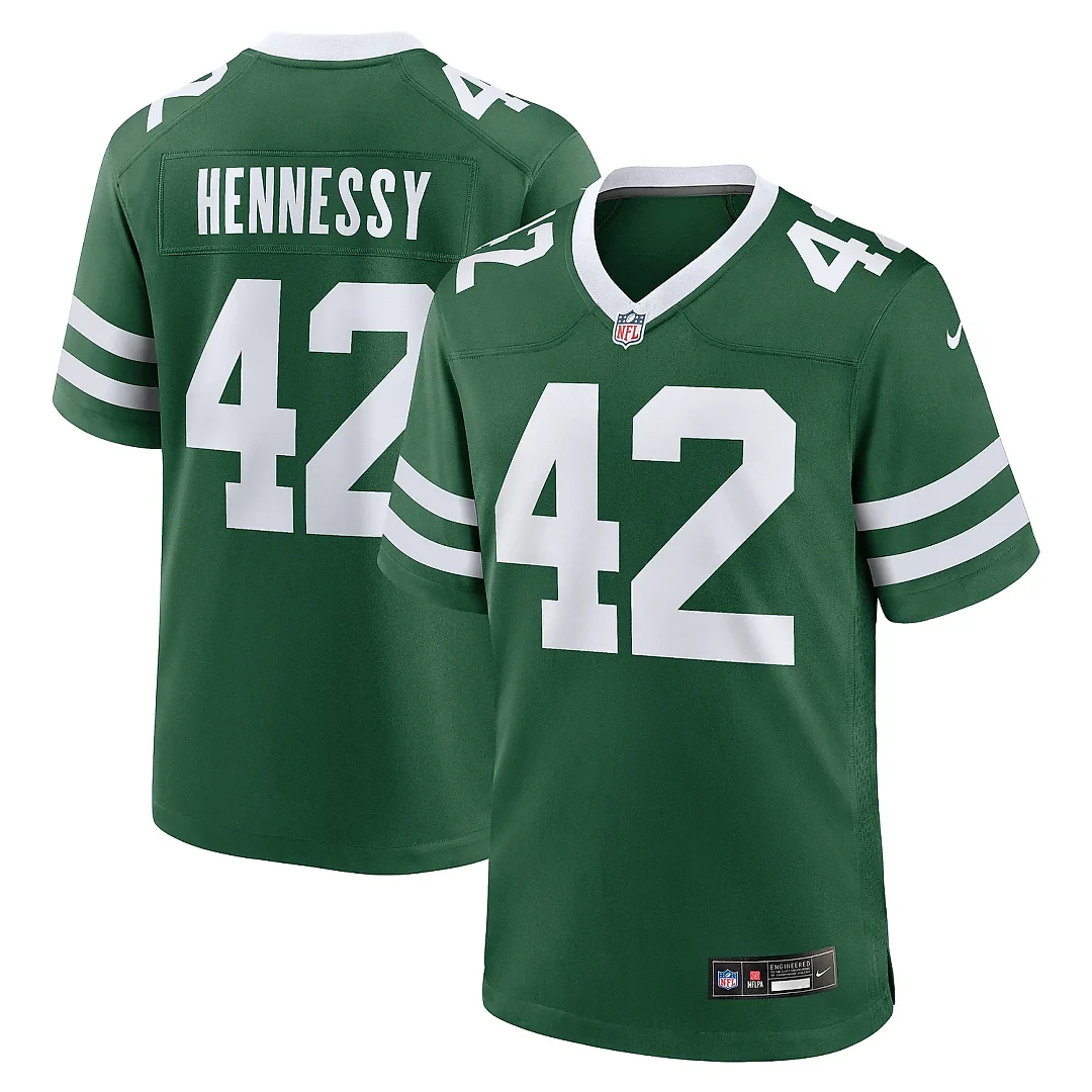 Zennovawear Men's New York Jets Thomas Hennessy Legacy Green Team Game Jersey