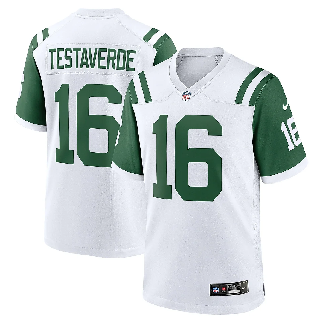 Zennovawear Men's New York Jets Vinny Testaverde White Classic Alternate Retired Player Game Jersey