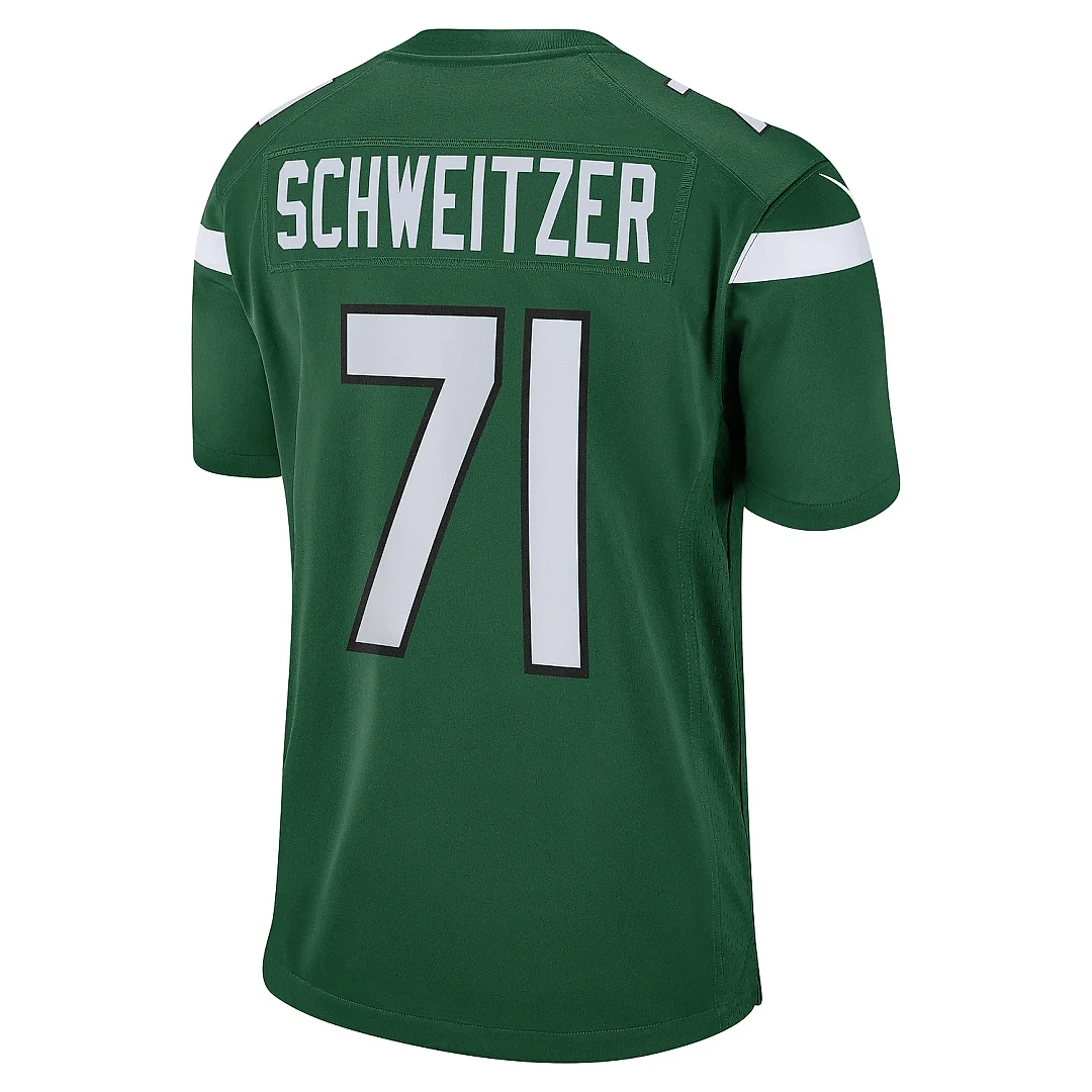 Zennovawear Men's New York Jets Wes Schweitzer Green Game Jersey