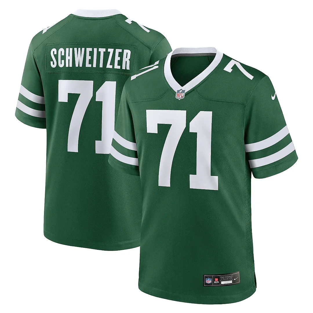 Zennovawear Men's New York Jets Wes Schweitzer Legacy Green Team Game Jersey