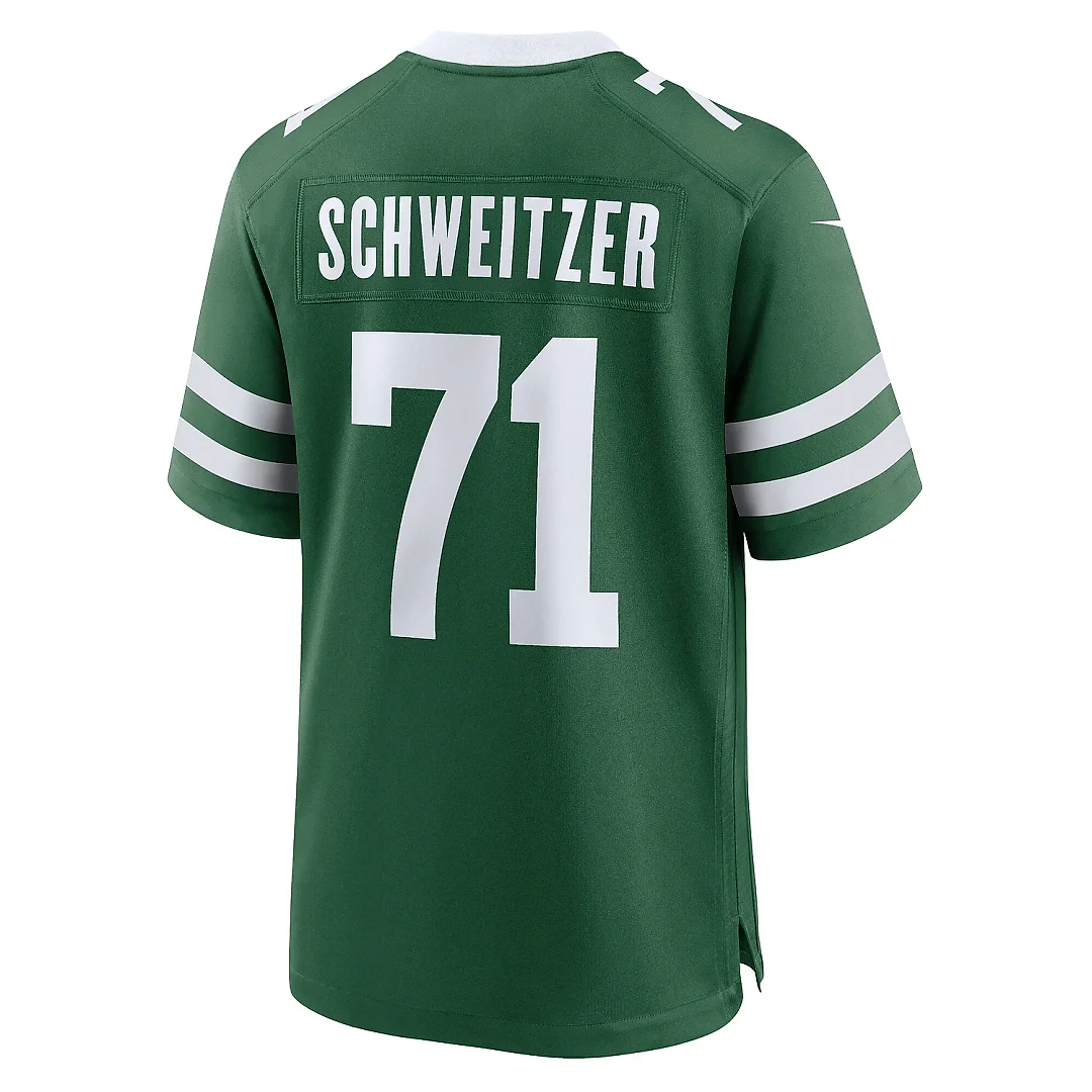 Zennovawear Men's New York Jets Wes Schweitzer Legacy Green Team Game Jersey