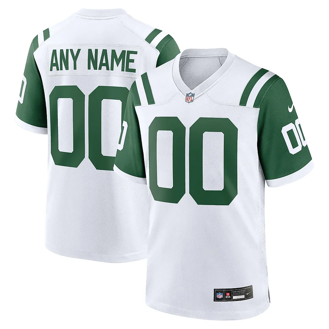 Zennovawear Men's New York Jets White Classic Alternate Custom Jersey