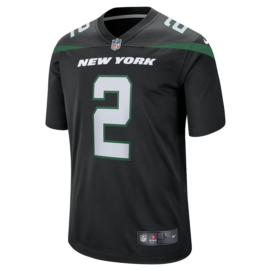 Zennovawear Men's New York Jets Zach Wilson Black Alternate Game Jersey