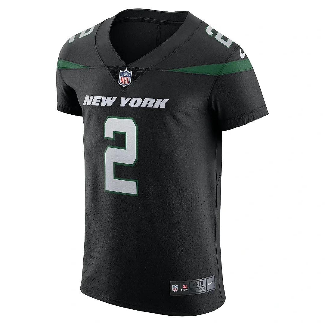 Zennovawear Men's New York Jets Zach Wilson Stealth Black Vapor Elite Jersey