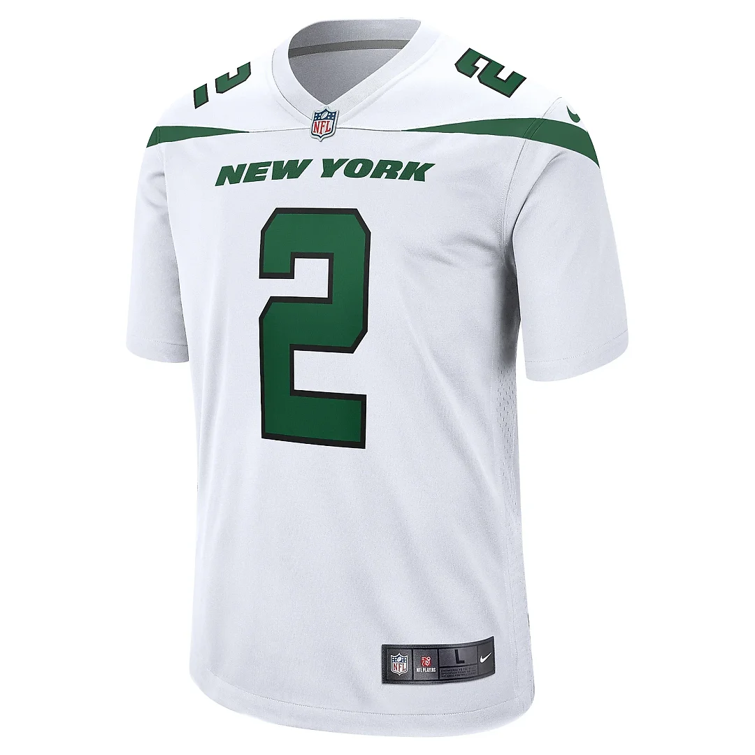 Zennovawear Men's New York Jets Zach Wilson White Game Jersey